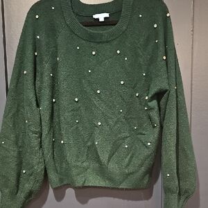 Draper James Forest Green Sweater with Cristal Accents